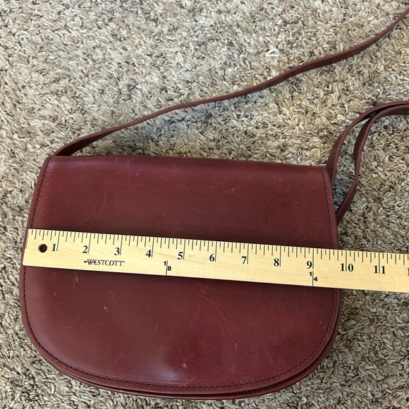 LL Bean Signature think hide leather maroon burgundy red brown structured bag - Picture 9 of 12
